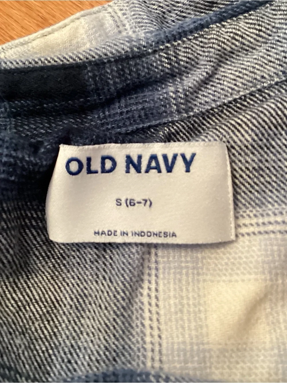 Old Navy Navy and White Plaid Button-Down Shirt for Kids